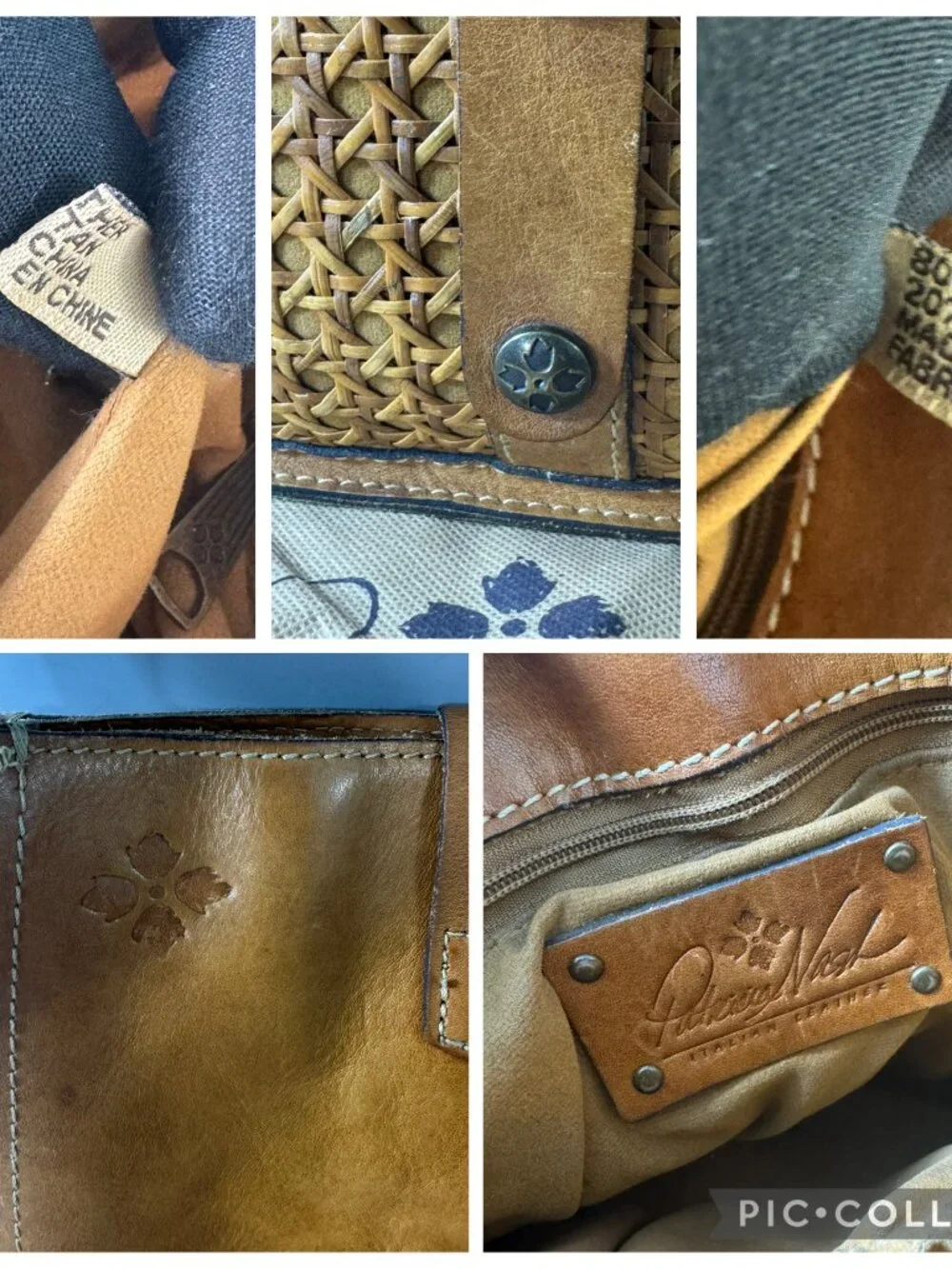 Patricia Nash Brown Leather Wicker Shoulder Bag